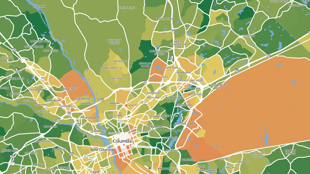 Richland County, SC block-group voter-turnout map