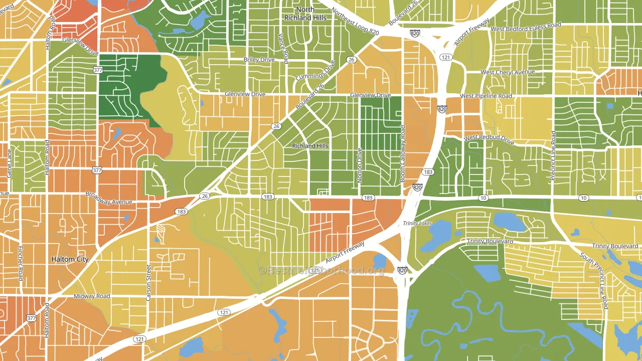Richland Hills, TX block-group voter-turnout map