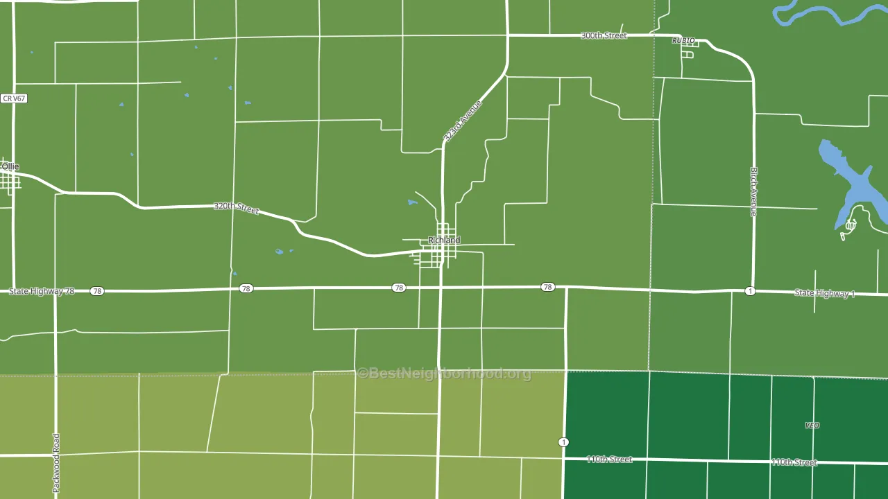 Richland, IA block-group voter-turnout map