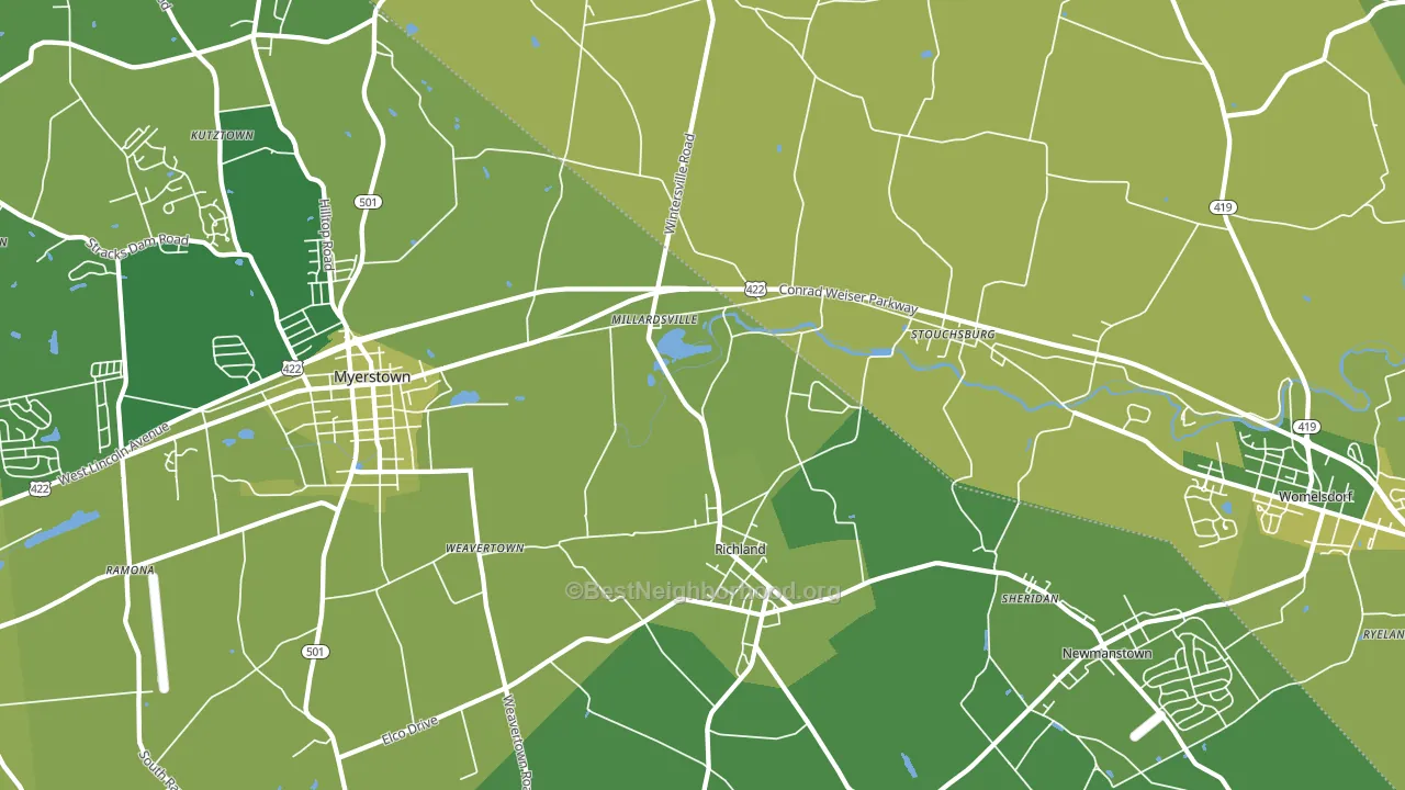 Richland, PA block-group voter-turnout map