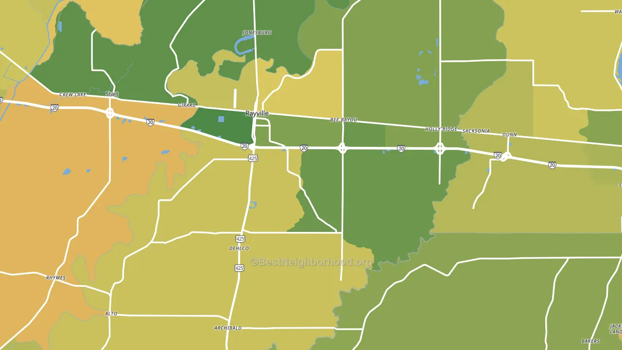 Richland Parish, LA block-group voter-turnout map