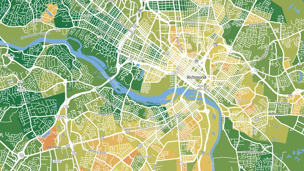 Richmond City, VA block-group voter-turnout map