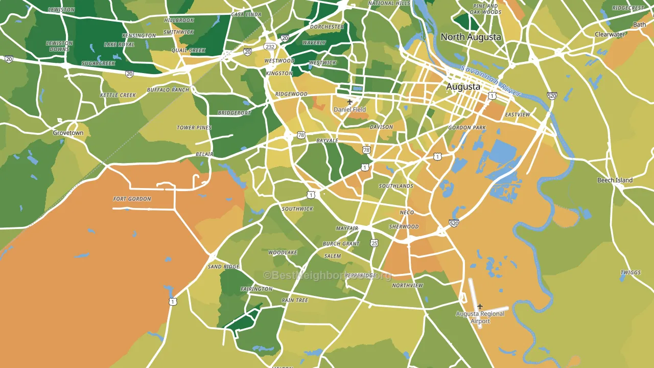 Richmond County, GA block-group voter-turnout map