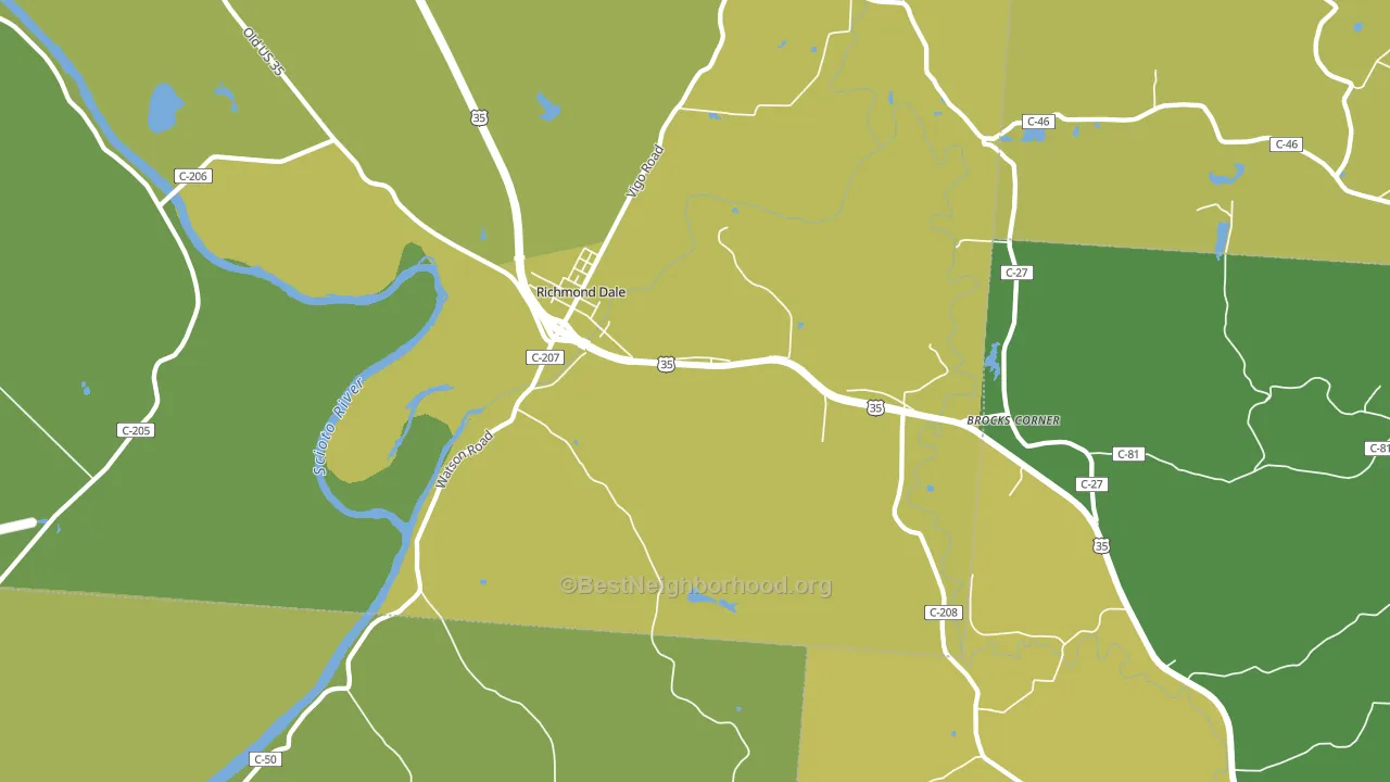 Richmond Dale, OH block-group voter-turnout map