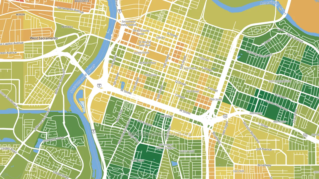 Richmond Grove, Sacramento, CA block-group voter-turnout map