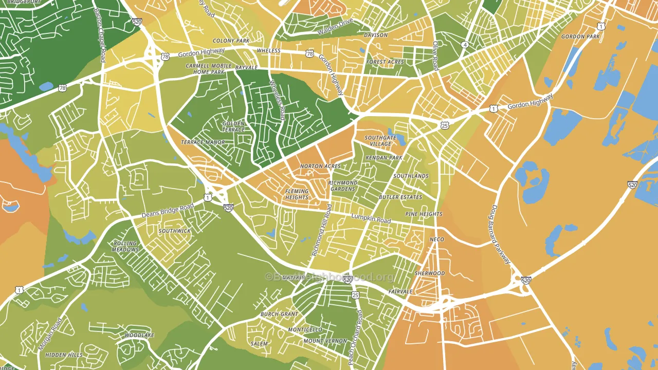 Richmond Hill, Augusta, GA block-group voter-turnout map