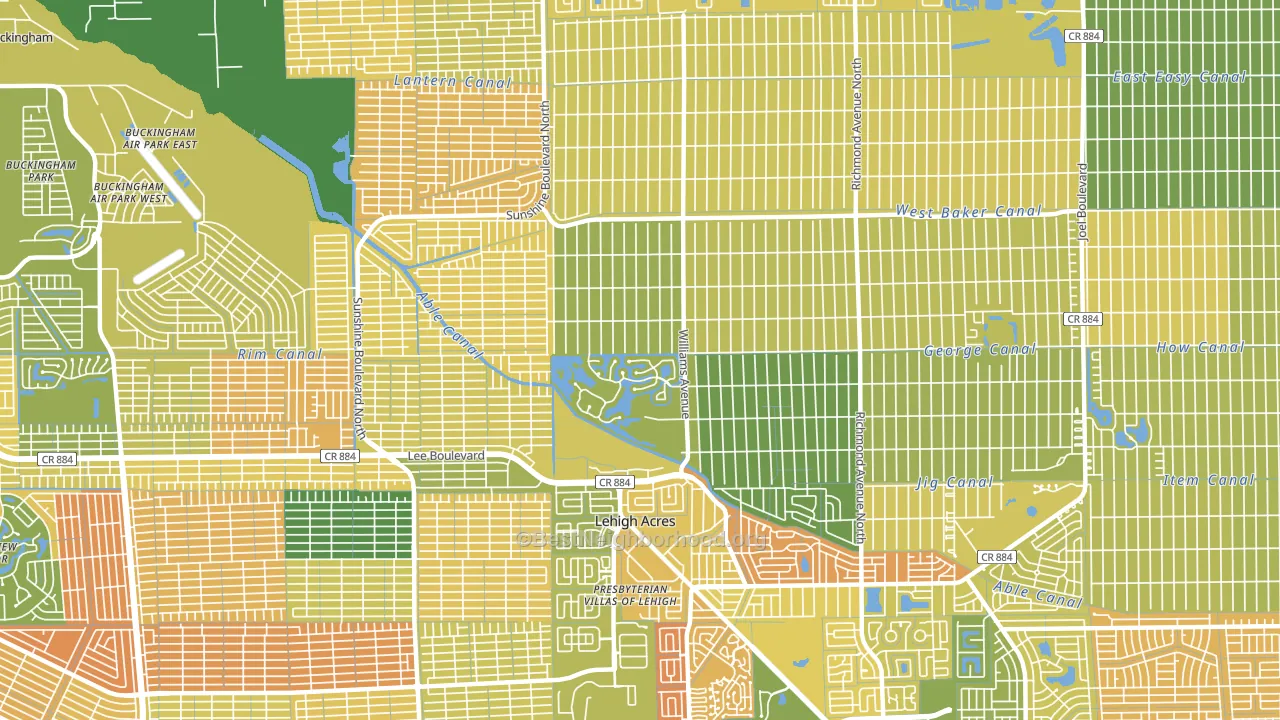 Richmond, Lehigh Acres, FL block-group voter-turnout map
