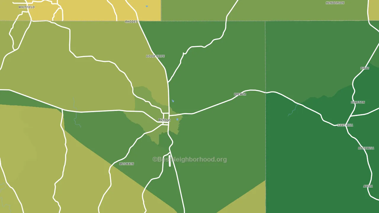 Richton, MS block-group voter-turnout map
