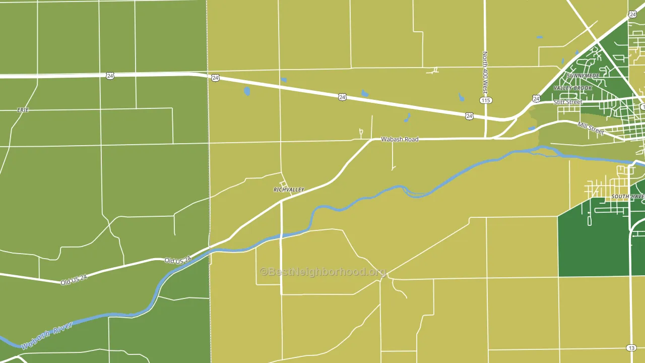 Richvalley, IN block-group voter-turnout map
