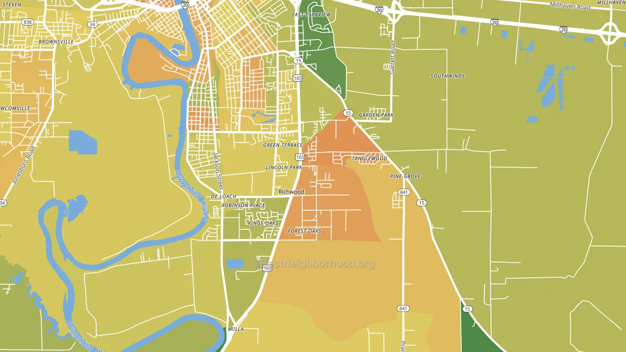 Richwood, LA block-group voter-turnout map