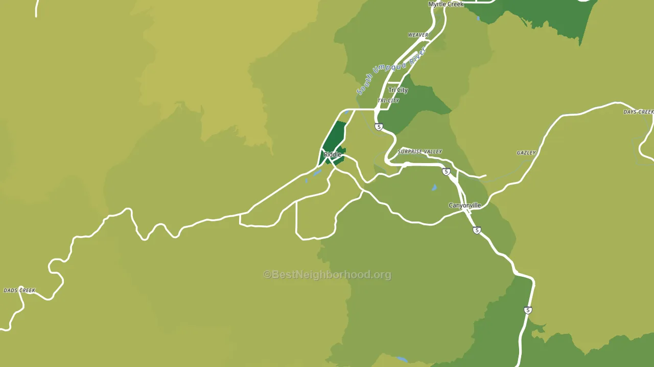 Riddle, OR block-group voter-turnout map
