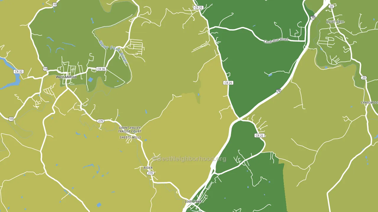 Rider, WV block-group voter-turnout map