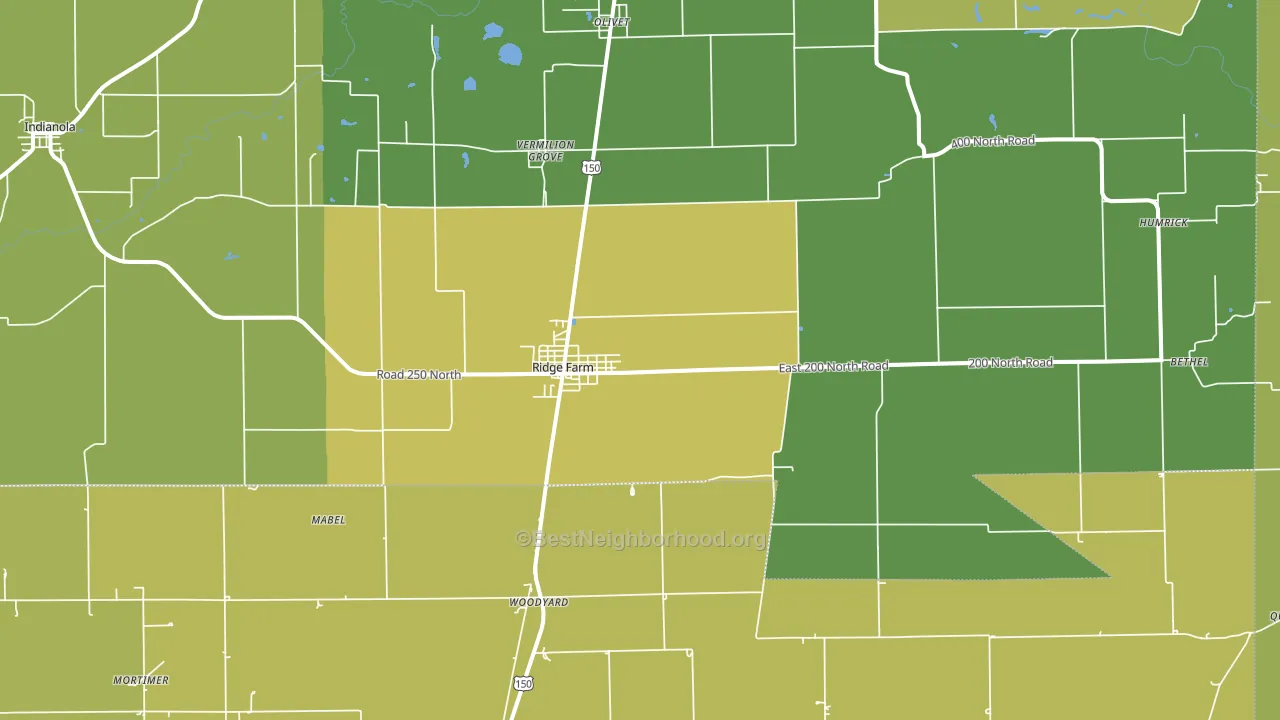 Ridge Farm, IL block-group voter-turnout map