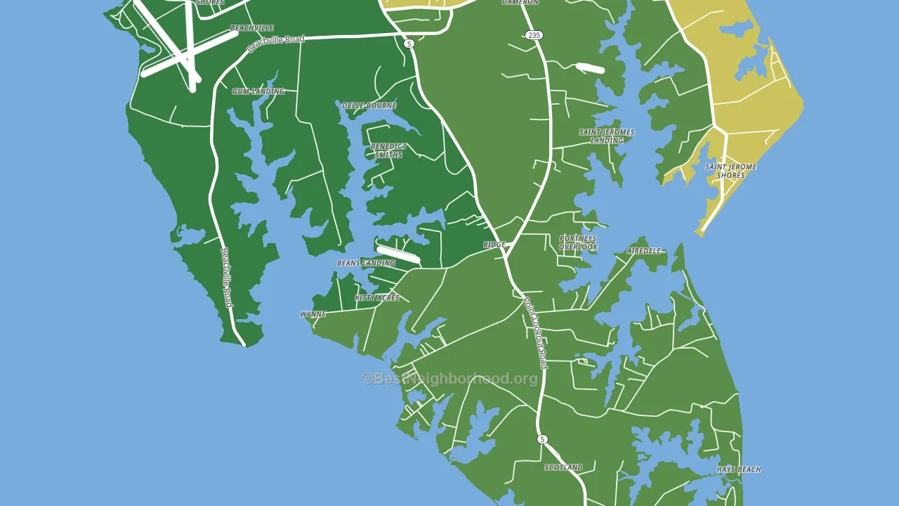 Ridge, MD block-group voter-turnout map