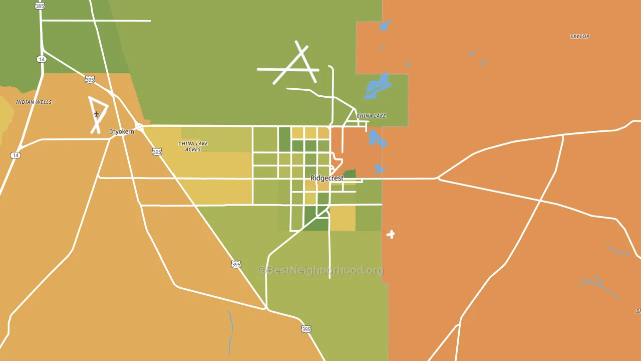 Ridgecrest, CA block-group voter-turnout map