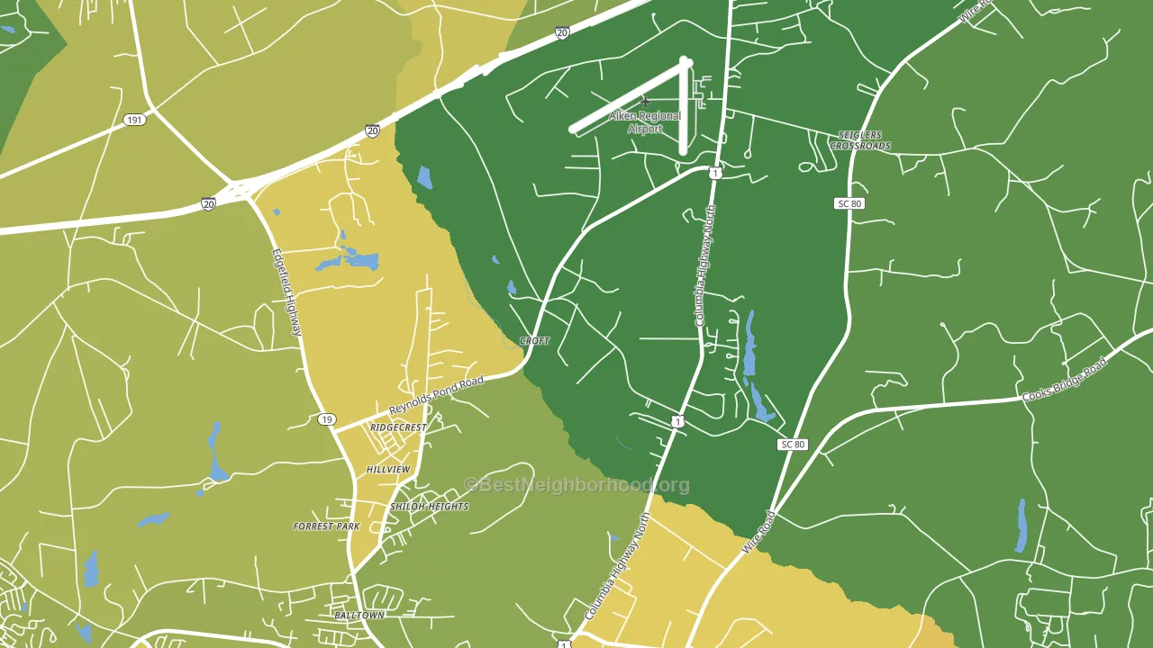 Ridgecrest, SC block-group voter-turnout map