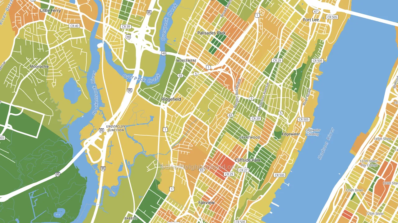 Ridgefield, NJ block-group voter-turnout map