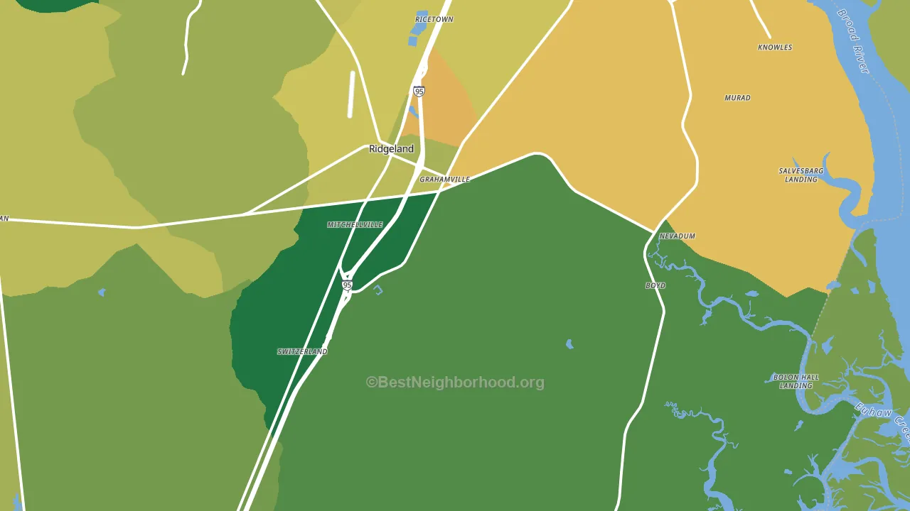 Ridgeland, SC block-group voter-turnout map