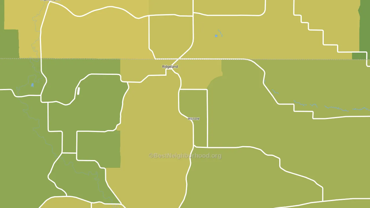 Ridgeland, WI block-group voter-turnout map