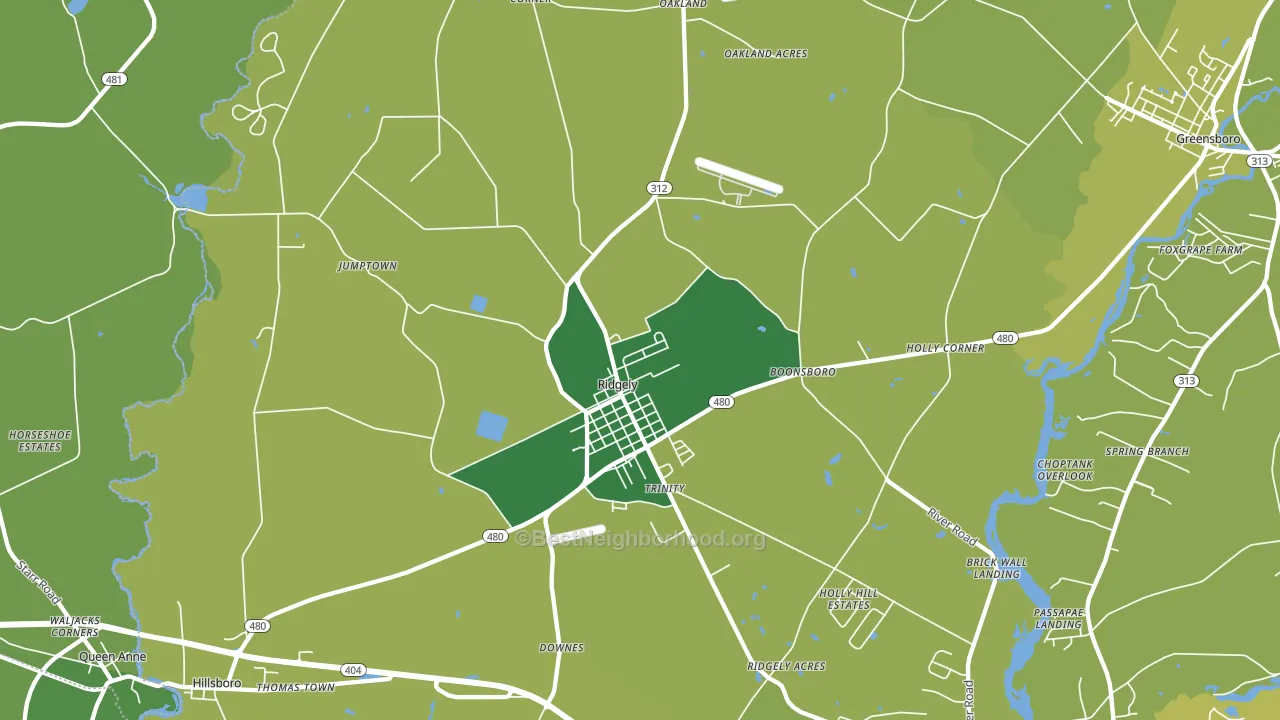 Ridgely, MD block-group voter-turnout map