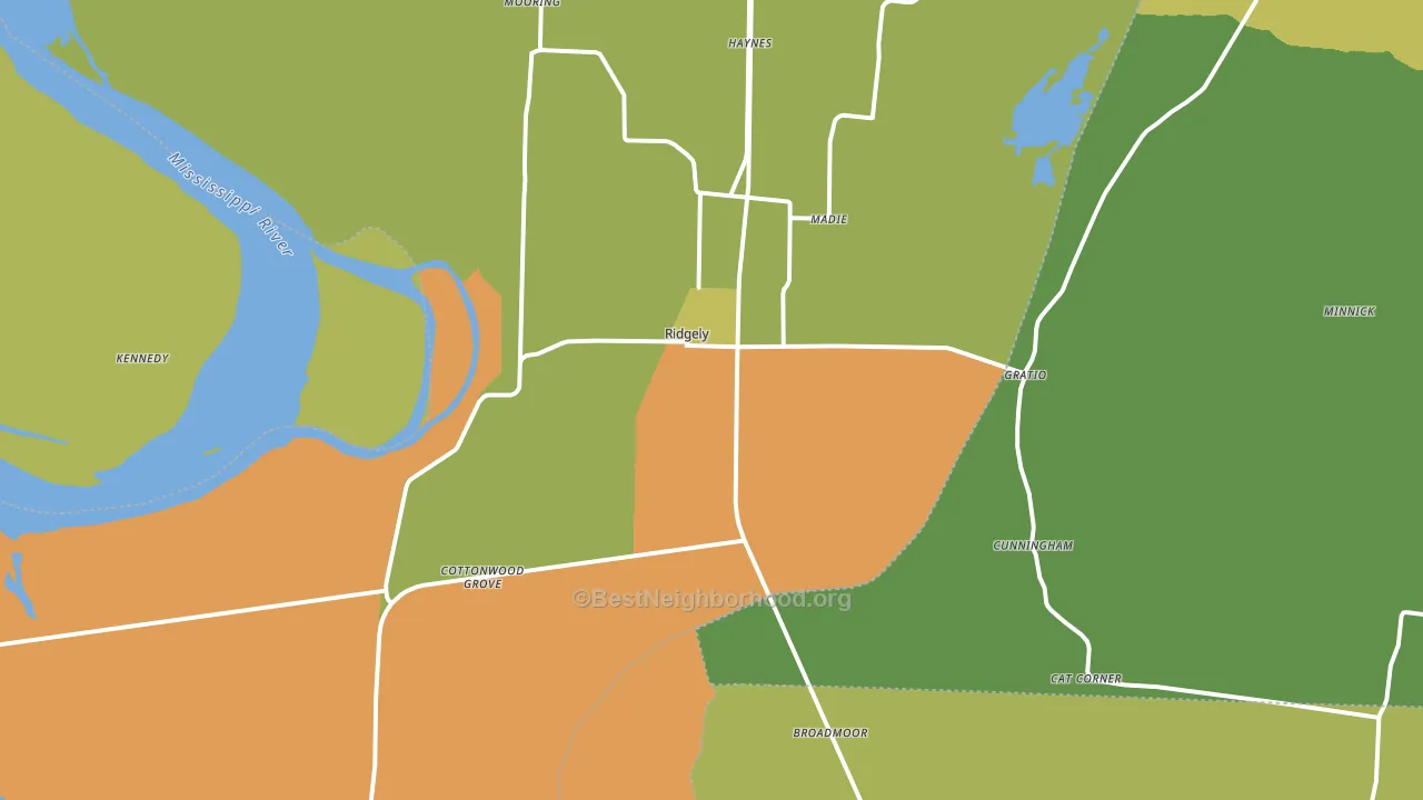 Ridgely, TN block-group voter-turnout map