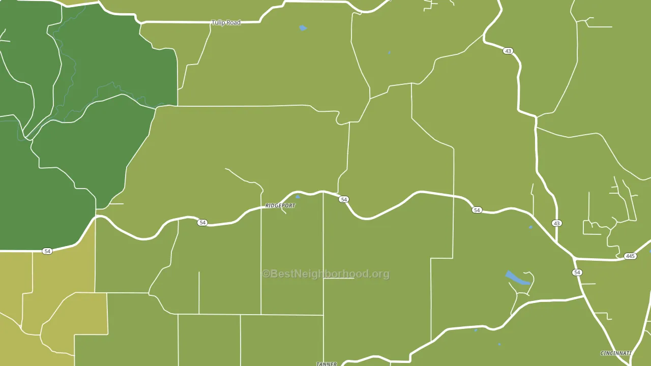 Ridgeport, IN block-group voter-turnout map