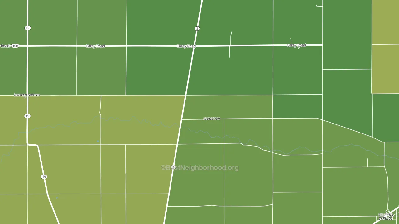Ridgeton, OH block-group voter-turnout map