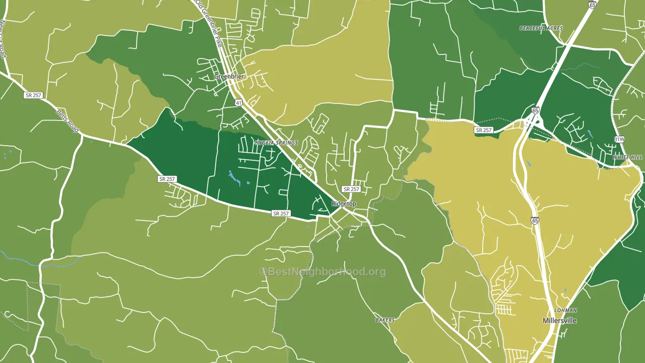 Ridgetop, TN block-group voter-turnout map