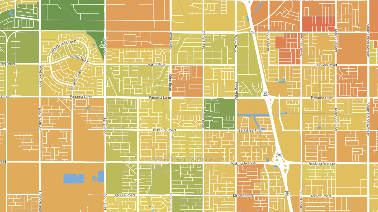 Ridgeview Estates, Bakersfield, CA block-group voter-turnout map