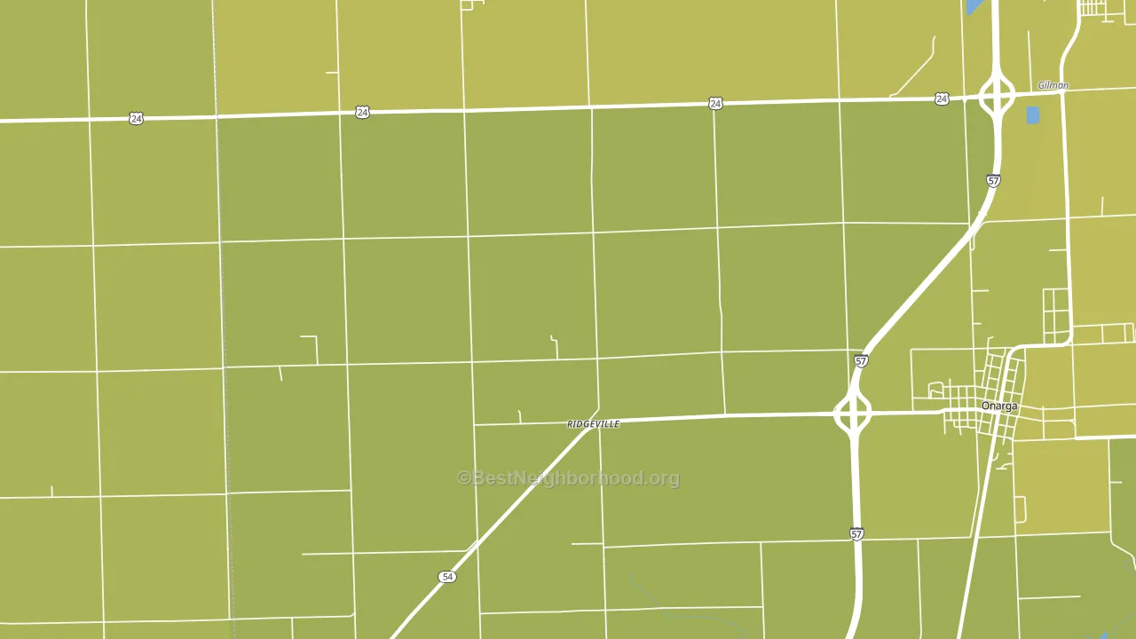 Ridgeville, IL block-group voter-turnout map