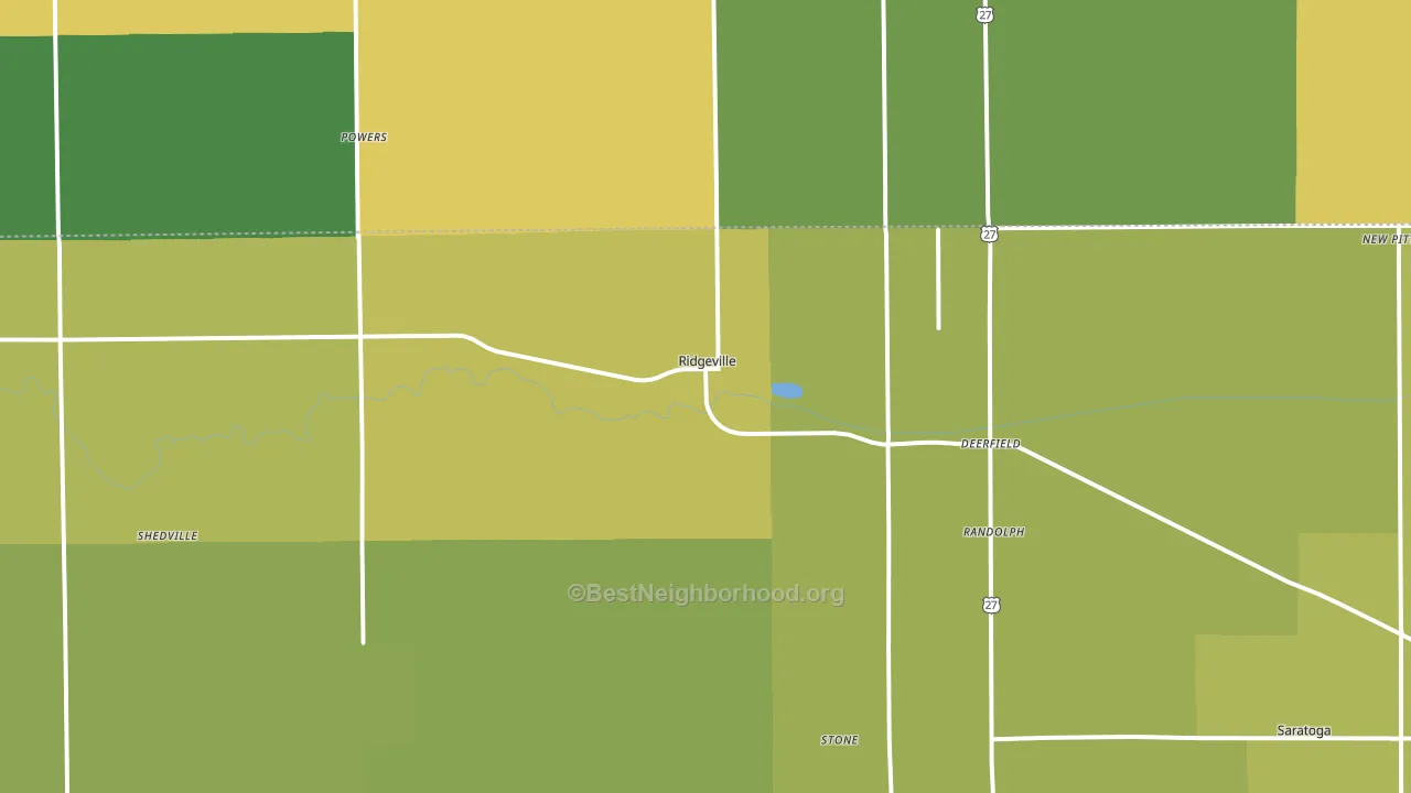 Ridgeville, IN block-group voter-turnout map