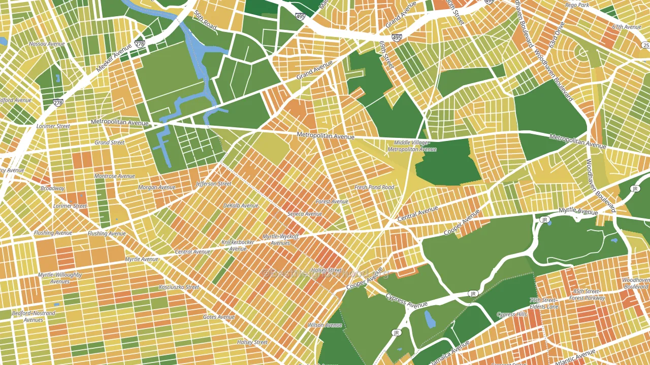 Ridgewood, Queens, NY block-group voter-turnout map