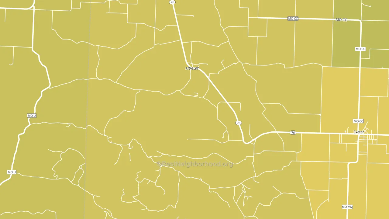 Ridgley, MO block-group voter-turnout map
