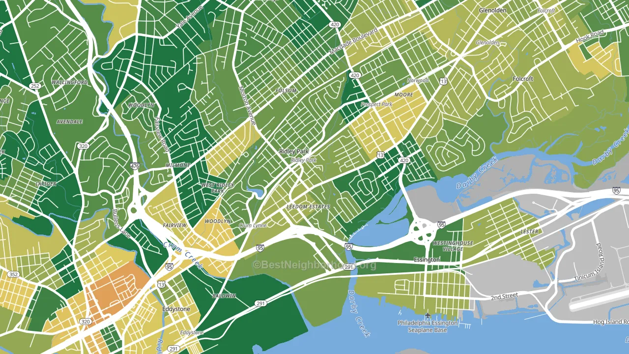 Ridley Park, PA block-group voter-turnout map