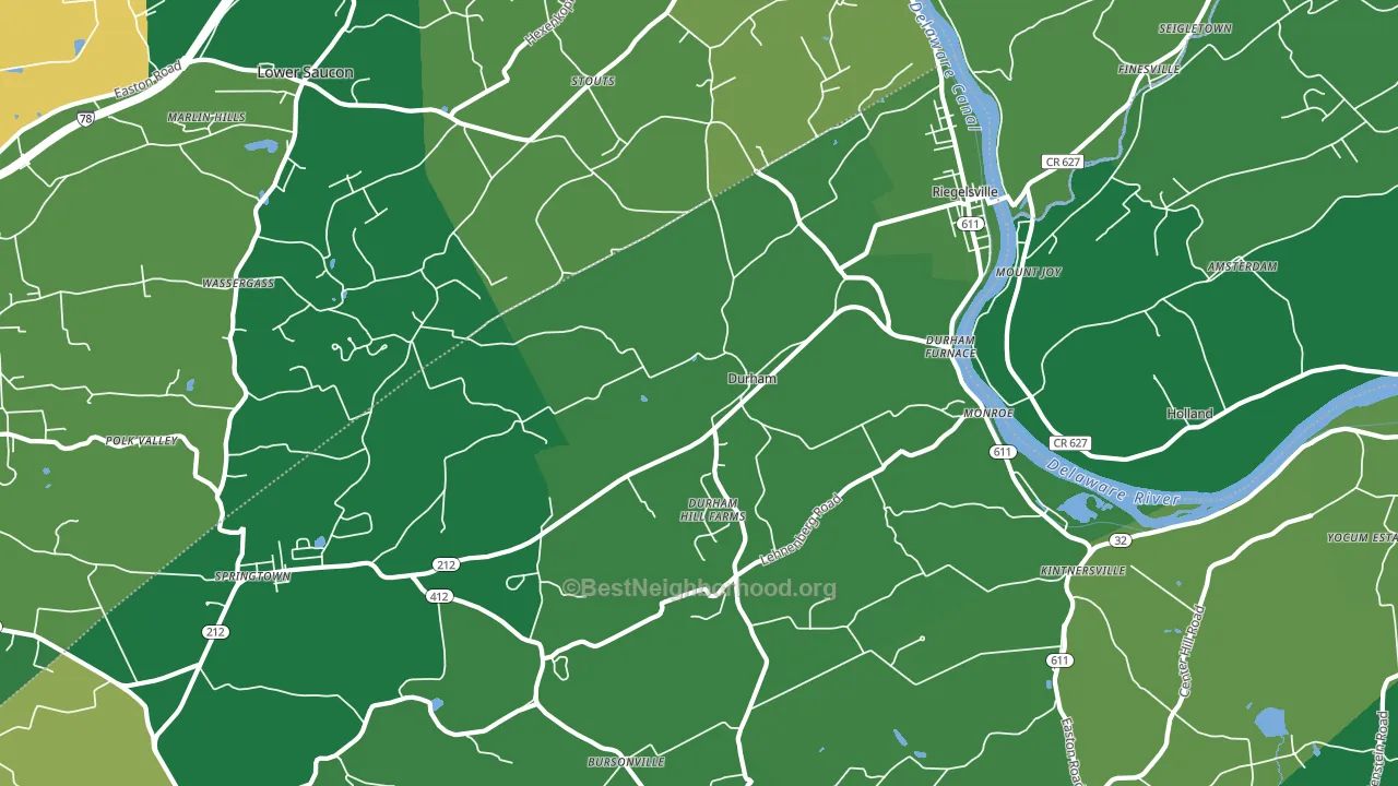 Riegelsville, PA block-group voter-turnout map