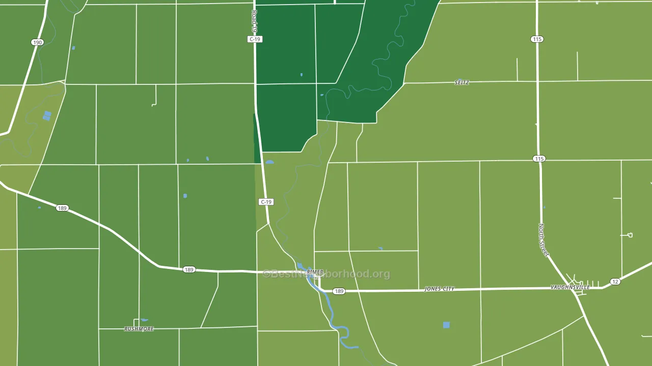 Rimer, OH block-group voter-turnout map