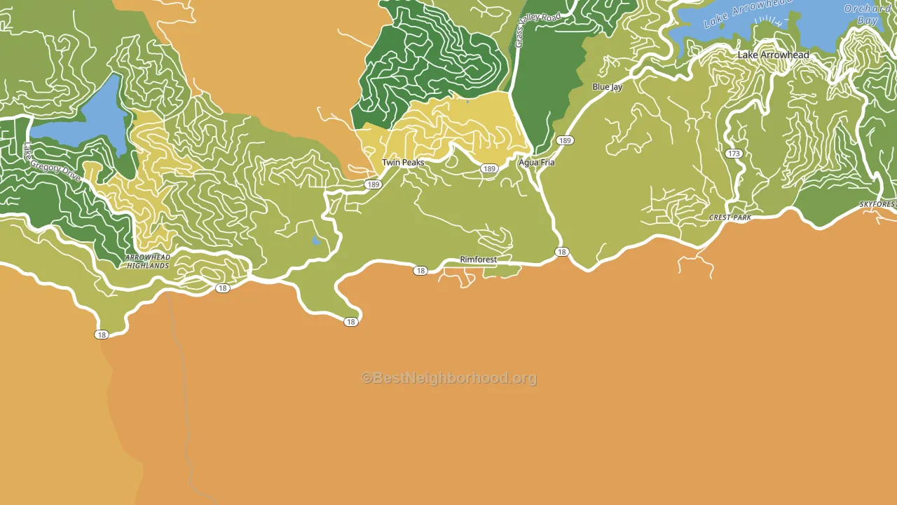 Rimforest, CA block-group voter-turnout map