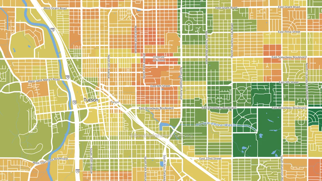 Rincon Heights, Tucson, AZ block-group voter-turnout map