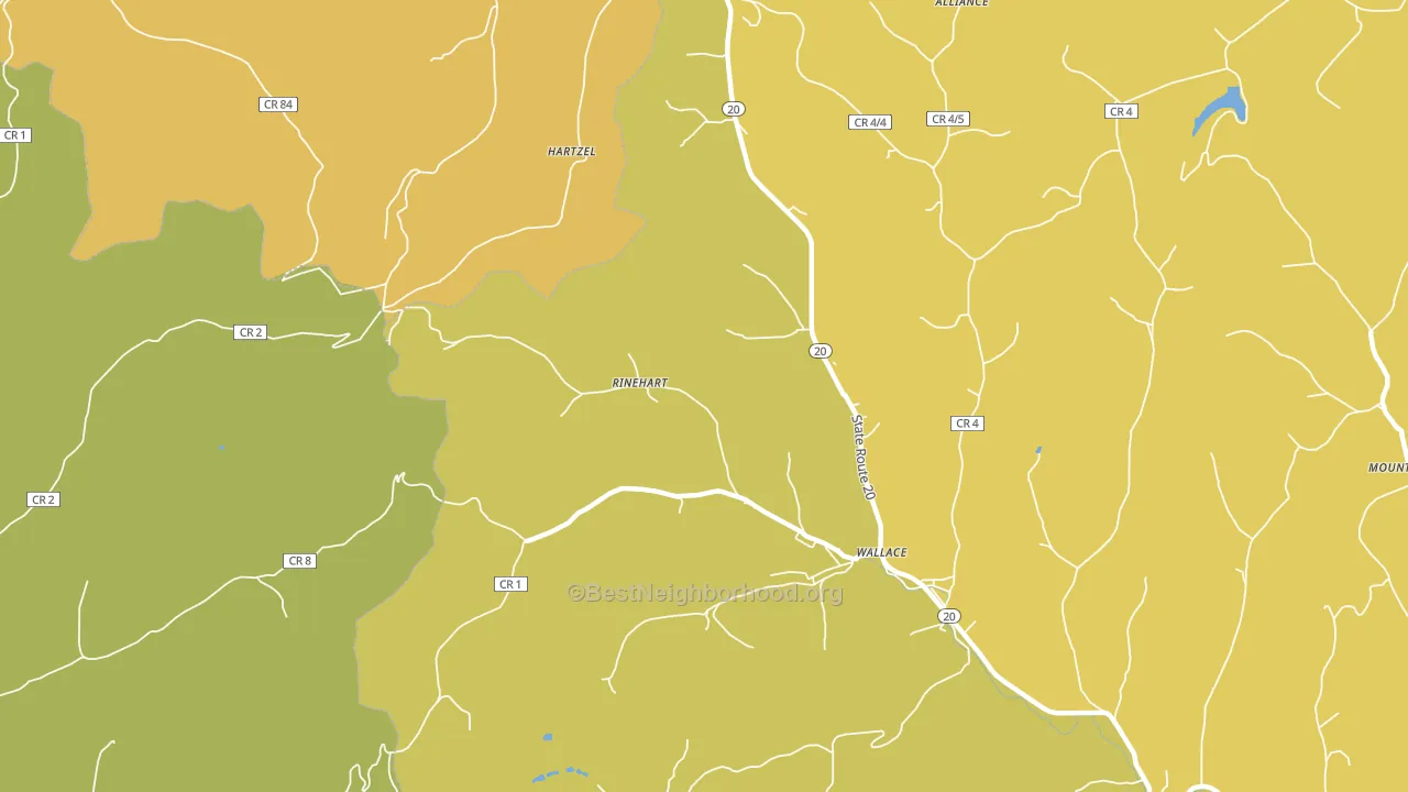 Rinehart, WV block-group voter-turnout map
