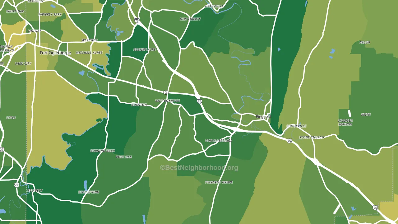 Ringgold, GA block-group voter-turnout map