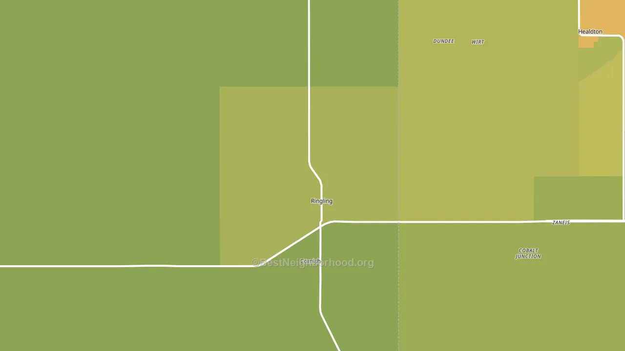 Ringling, OK block-group voter-turnout map