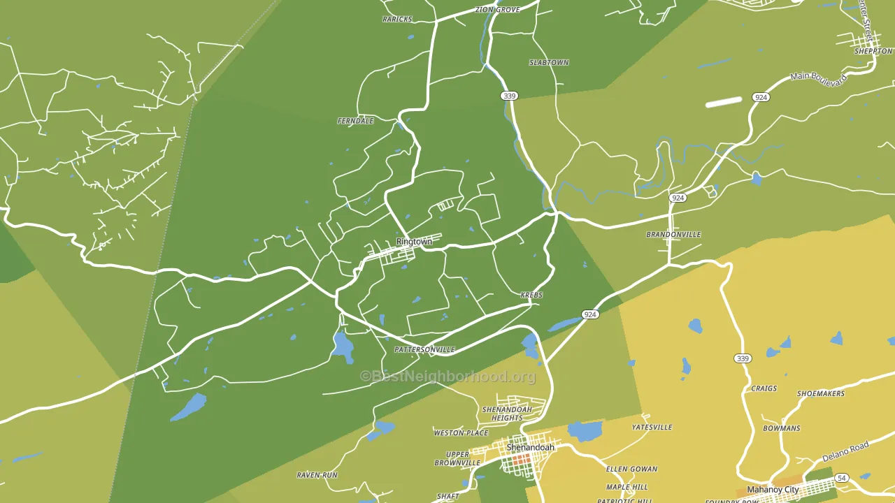 Ringtown, PA block-group voter-turnout map