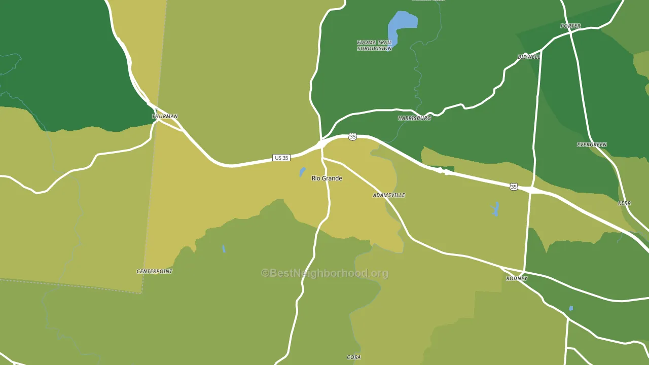 Rio Grande, OH block-group voter-turnout map