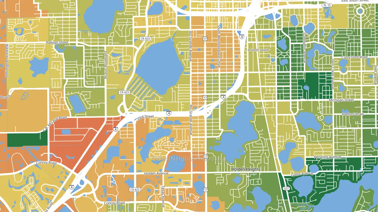 Rio Grande Park, Orlando, FL block-group voter-turnout map