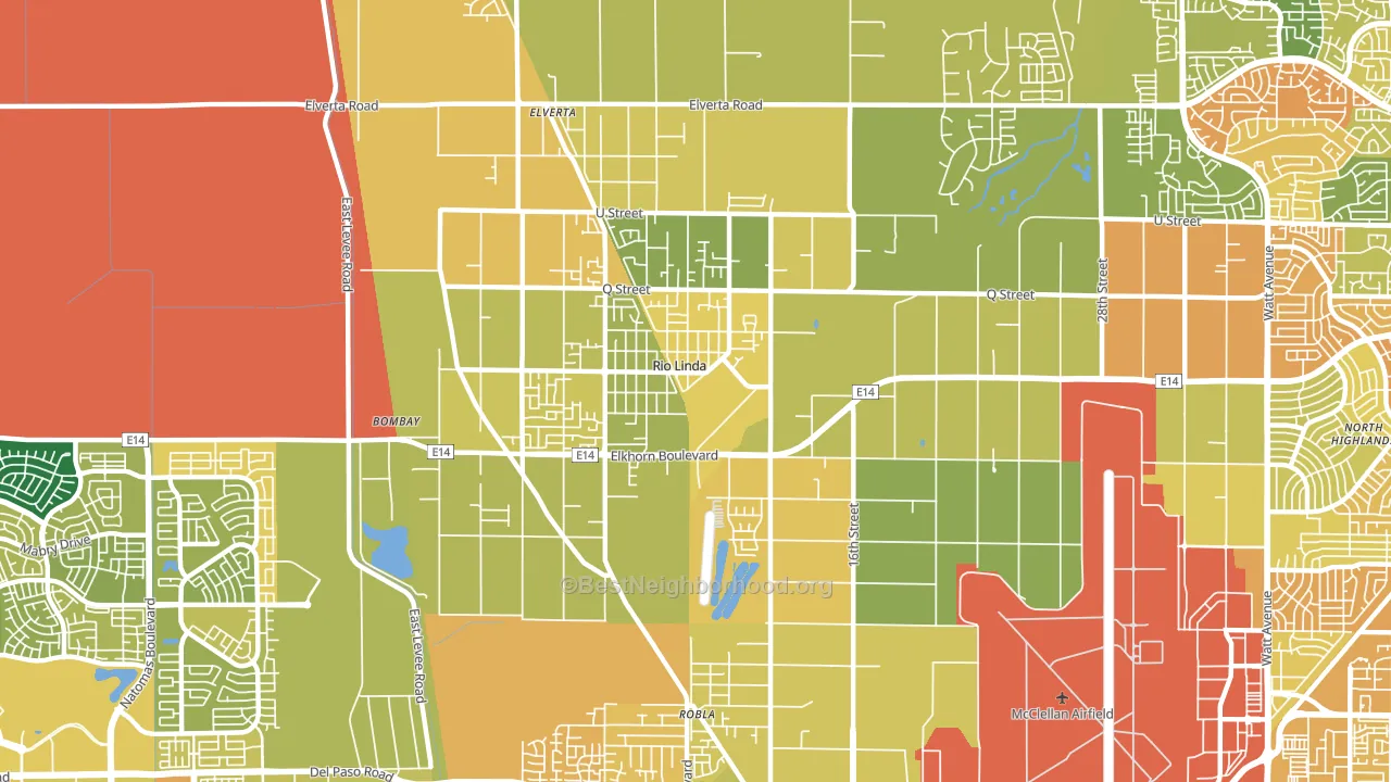 Rio Linda, CA block-group voter-turnout map