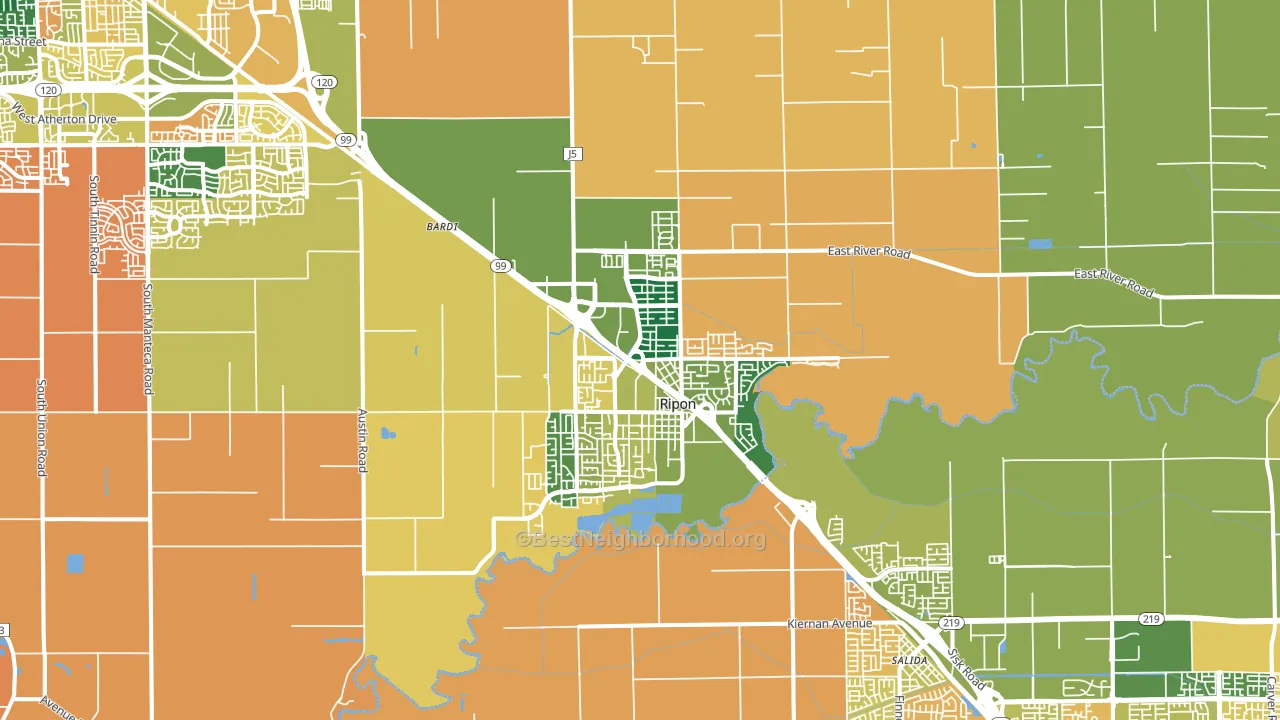 Ripon, CA block-group voter-turnout map