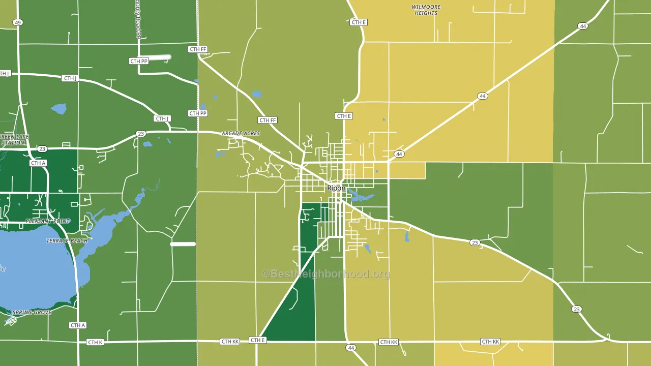 Ripon, WI block-group voter-turnout map