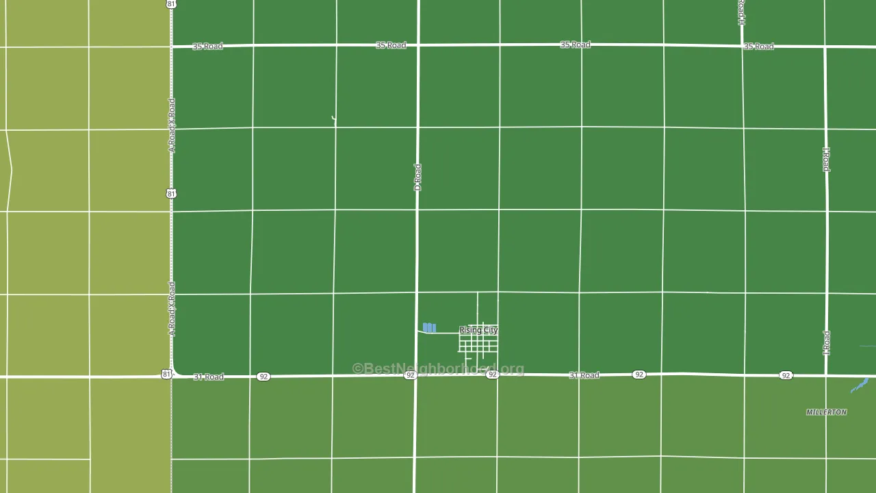 Rising City, NE block-group voter-turnout map