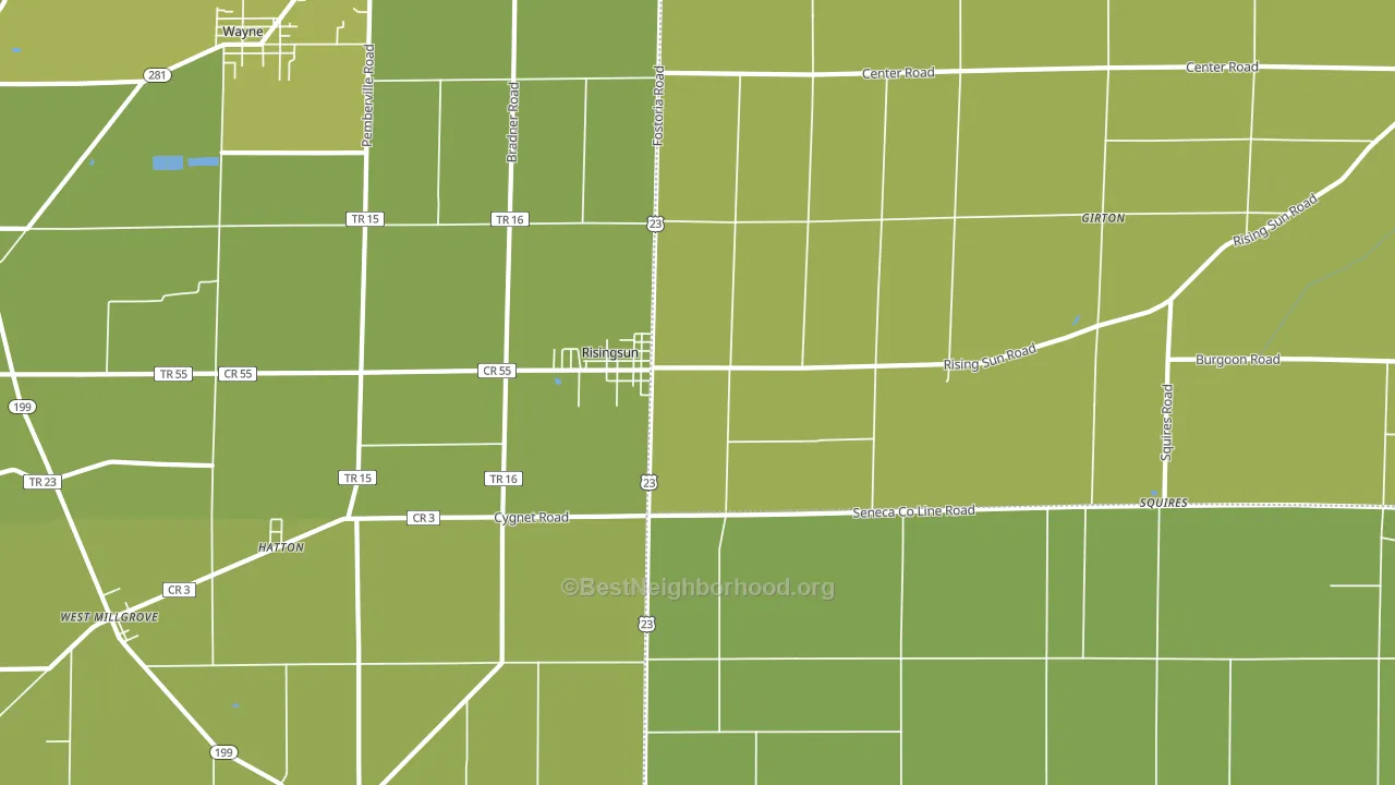 Risingsun, OH block-group voter-turnout map