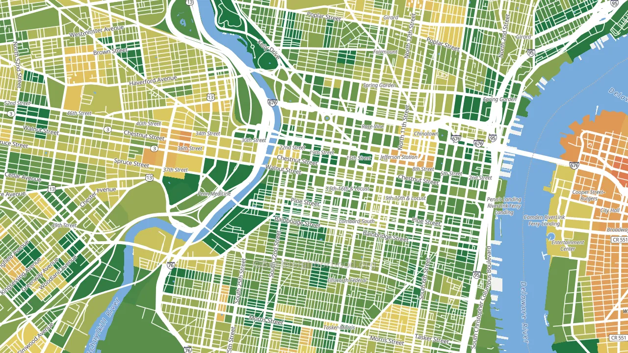 Rittenhouse Square, Philadelphia, PA block-group voter-turnout map